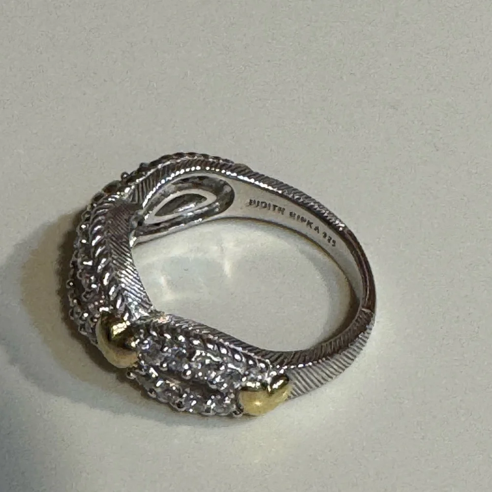 Judith Ripka Silver Ring with Gold Heart Accents - Picture 5 of 13